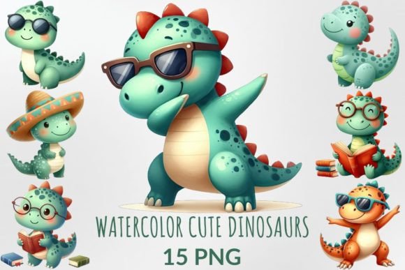 Download Watercolor Cute Dinosaurs Sublimation - Sub Collection