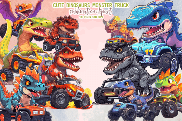 Download Cute Dinosaurs Monster Truck Sublimation - Sub Collection