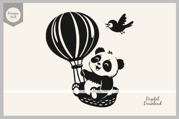 Download Baby Panda Riding a Hot Air Balloon SVG - Hot air balloon svg Collection