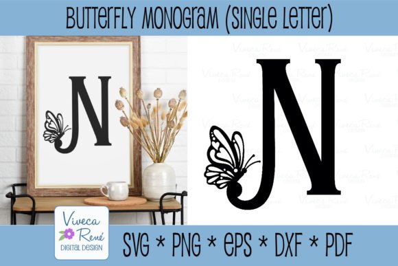 Download Monogram Letter N Butterfly Alphabet Svg - Premium Resources