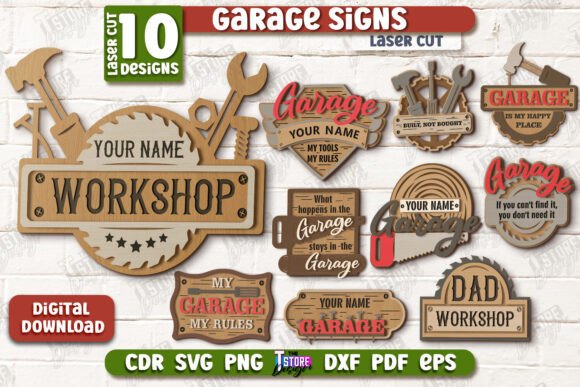 Download Garage Signs Bundle | Man Cave |CNC File - Garage sign Collection