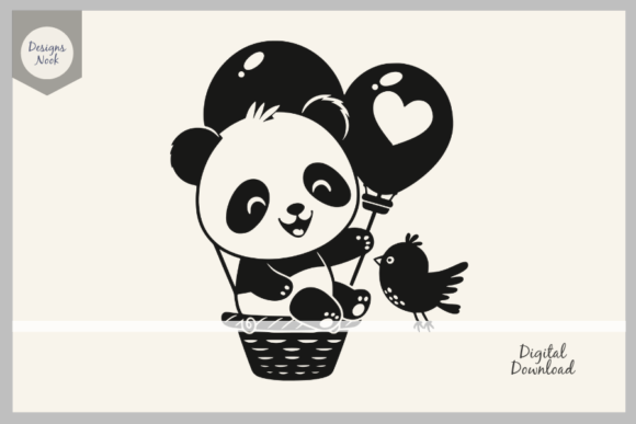 Download Baby Panda Riding a Hot Air Balloon SVG - Hot air balloon svg Collection