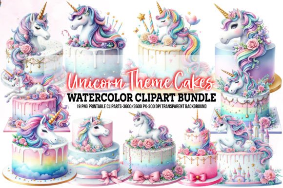 Download Unicorn Theme Cakes Sublimation Clipart - Sub Collection