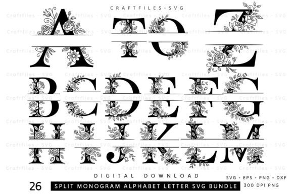 Download Split Monogram Alphabet SVG Bundle - Premium Resources