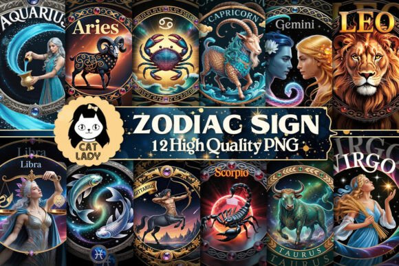 Download Celestial Zodiac Sign Sublimation Bundle - Sub Collection