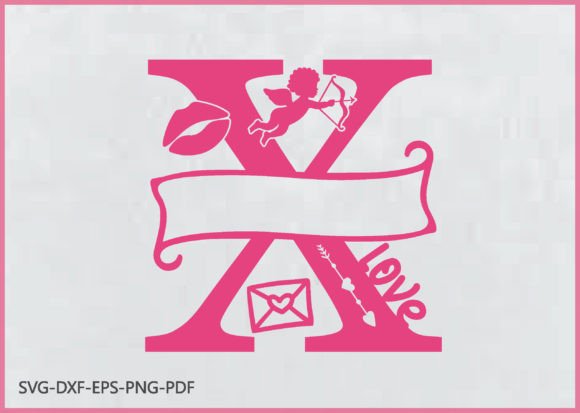 Download Valentine Split Monogram Alphabet SVG - Premium Bundle