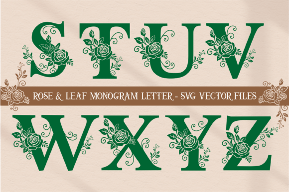 Download Rose &amp; Leaf Monogram Alphabet SVG Bundle - Premium Resources